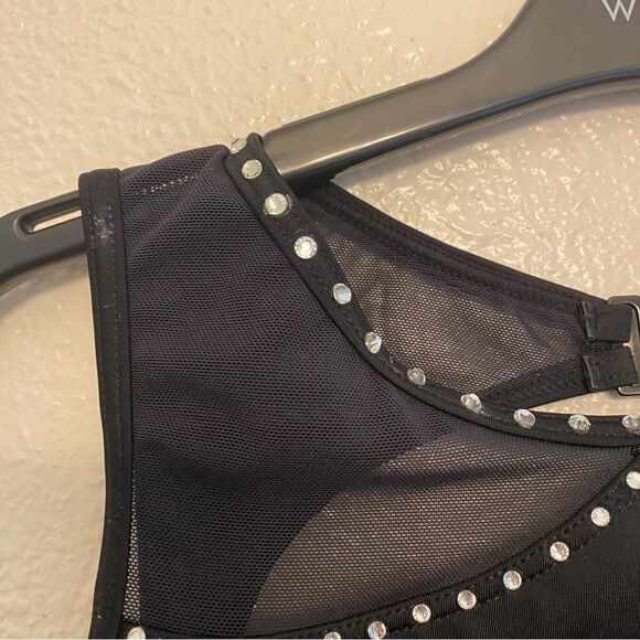 WEISSMAN Dance Costume black mesh leotard Crystal rhinestone semi custom SA - Picture 9 of 15